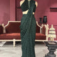 Designer Emerald Green Drape Saree With Designer Blouse