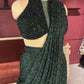 Designer Emerald Green Drape Saree With Designer Blouse