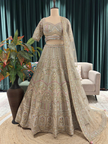 Grand Embellished Lehenga with Intricate Beadwork Sheer Dupatta