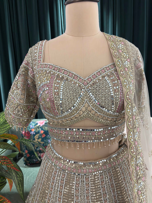 Grand Embellished Lehenga with Intricate Beadwork Sheer Dupatta