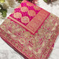 Grand Radiant Rani Saree with Golden Floral Motifs