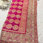 Grand Radiant Rani Saree with Golden Floral Motifs