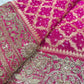 Grand Radiant Rani Saree with Golden Floral Motifs