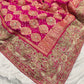 Grand Radiant Rani Saree with Golden Floral Motifs