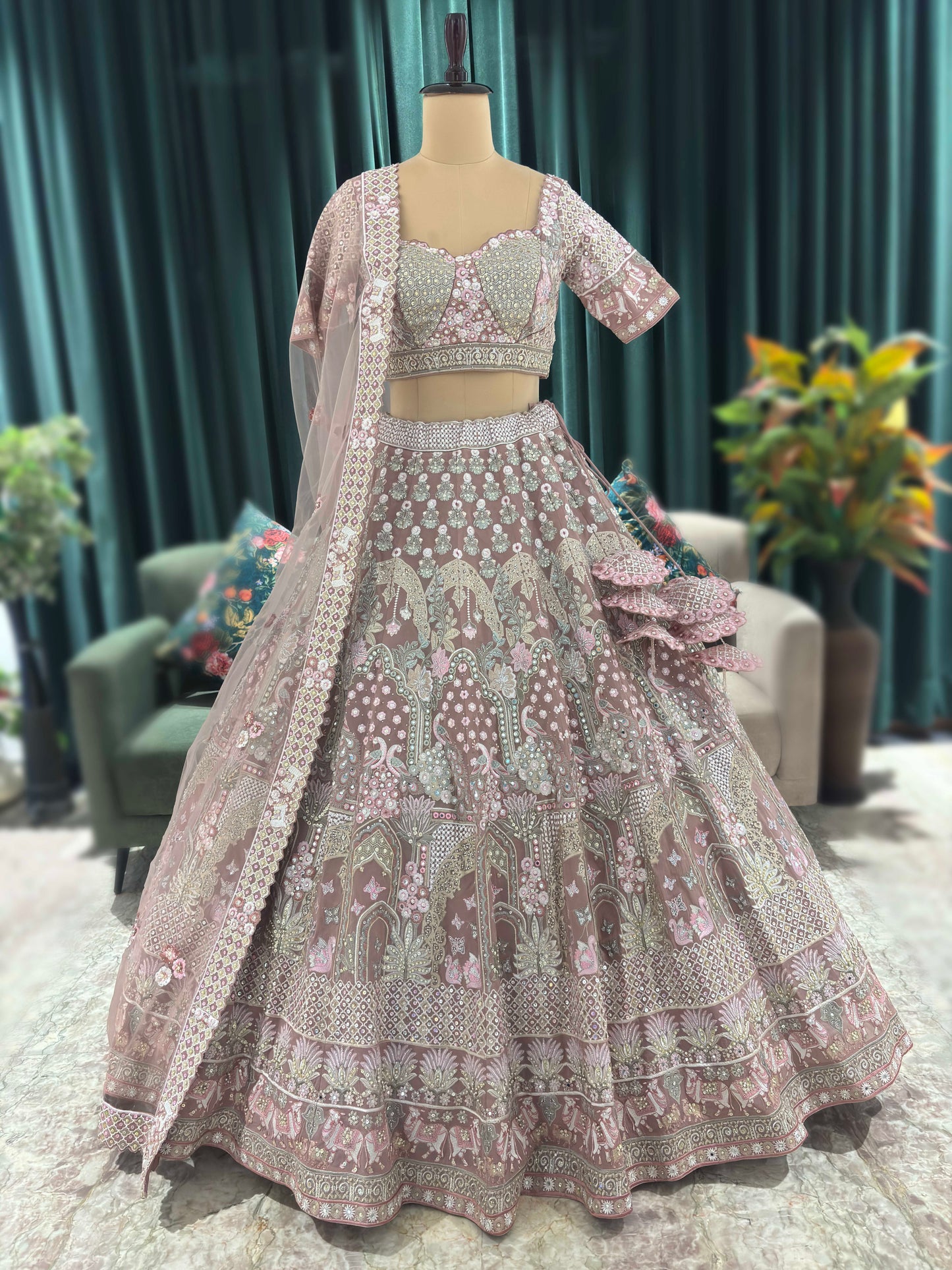 Regal Elephant Motif Embroidered Non Bridal Lehenga