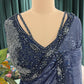 Navy Blue Sequin Saree with Shimmer Border and Blouse