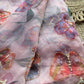 Blush Pink Floral Printed Organza Saree with Pearl Scallop Border
