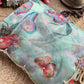 Mint Green Floral & Butterfly Printed Saree with Pearl Scallop Border
