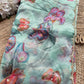 Mint Green Floral & Butterfly Printed Saree with Pearl Scallop Border