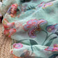 Mint Green Floral & Butterfly Printed Saree with Pearl Scallop Border
