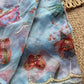 Powder Blue Floral & Butterfly Printed Saree with Pearl Scallop Border