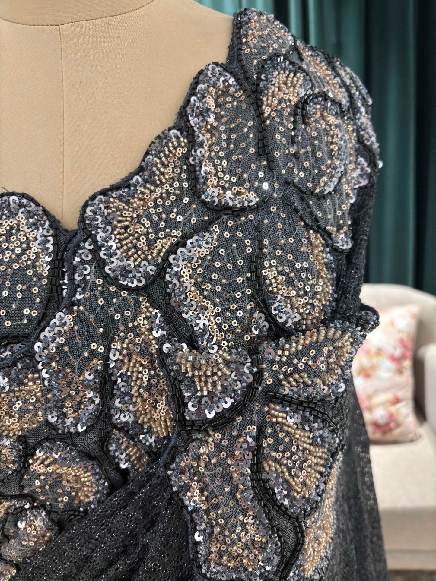 Grey Embroidered Saree with Luxe Floral Sequin Detailing