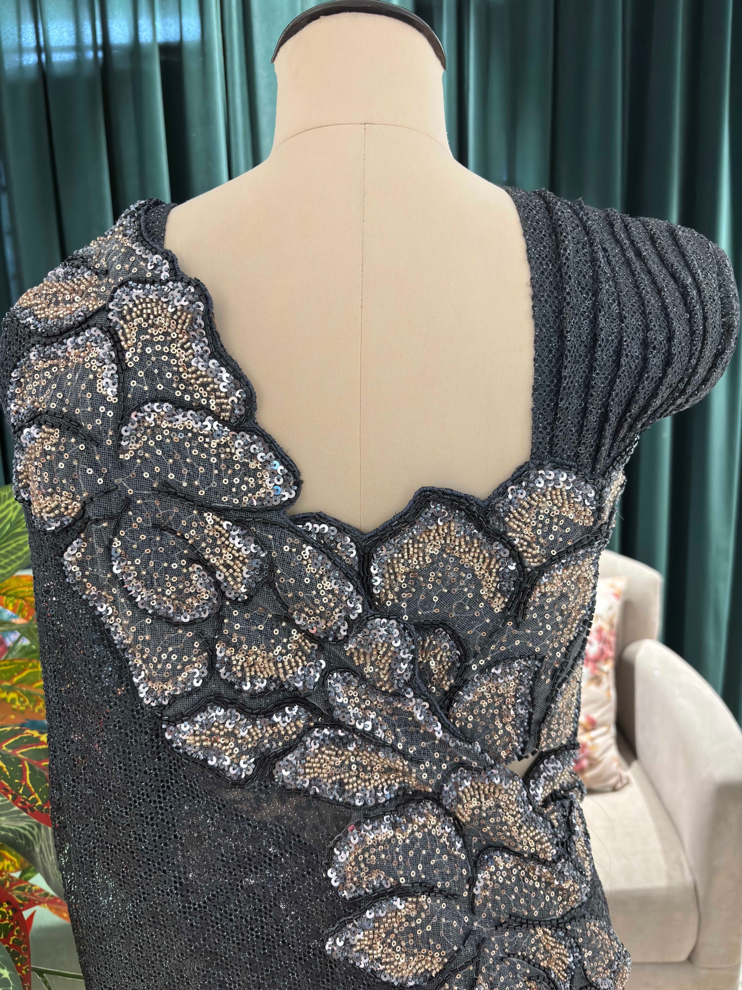 Grey Embroidered Saree with Luxe Floral Sequin Detailing