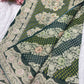 Elegant Green Bandhani Saree with Heavy Zari Embroidery & Designer Border
