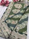 Elegant Green Bandhani Saree with Heavy Zari Embroidery & Designer Border