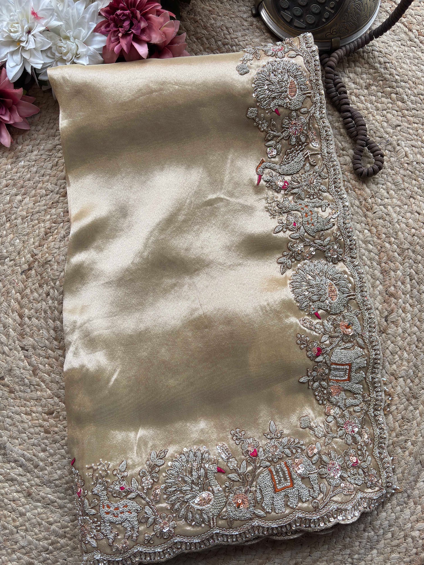 Champagne Gold Designer Embroidered Blouse Royal Bridal & Wedding Wear