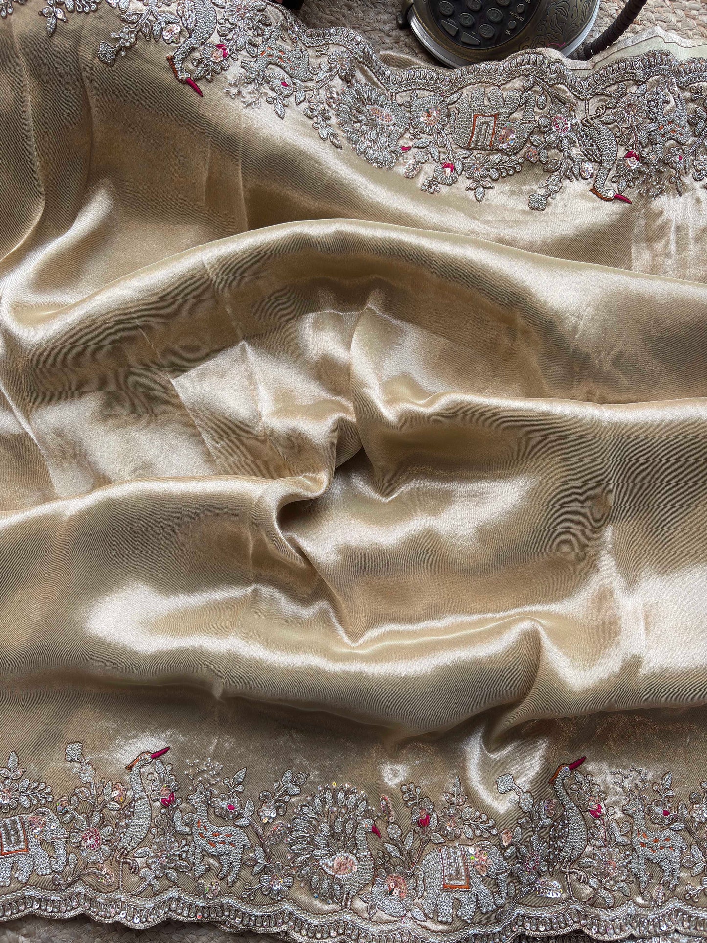 Champagne Gold Designer Embroidered Blouse Royal Bridal & Wedding Wear