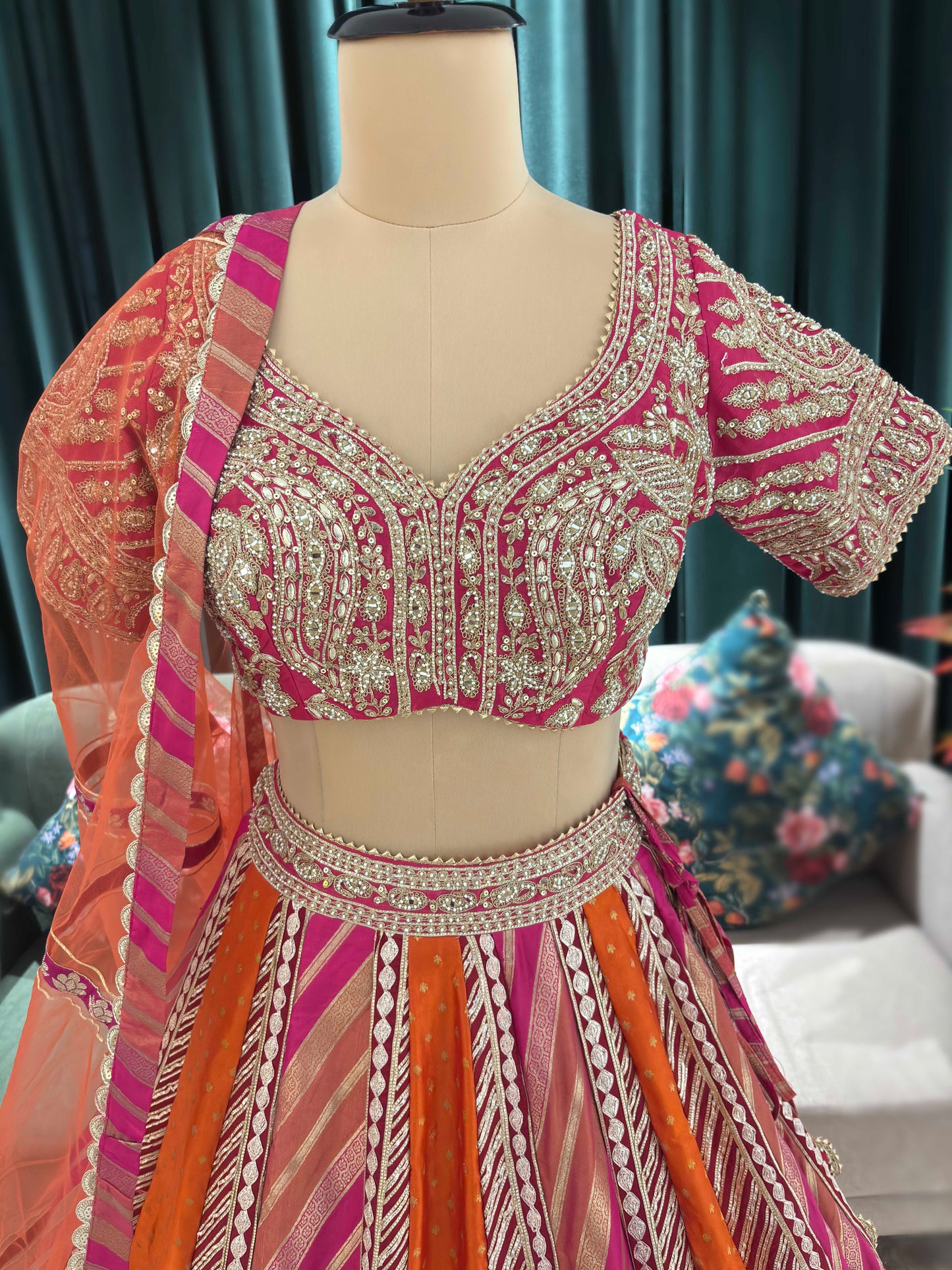 Exquisite Embroidered Lehenga with Traditional Artistry
