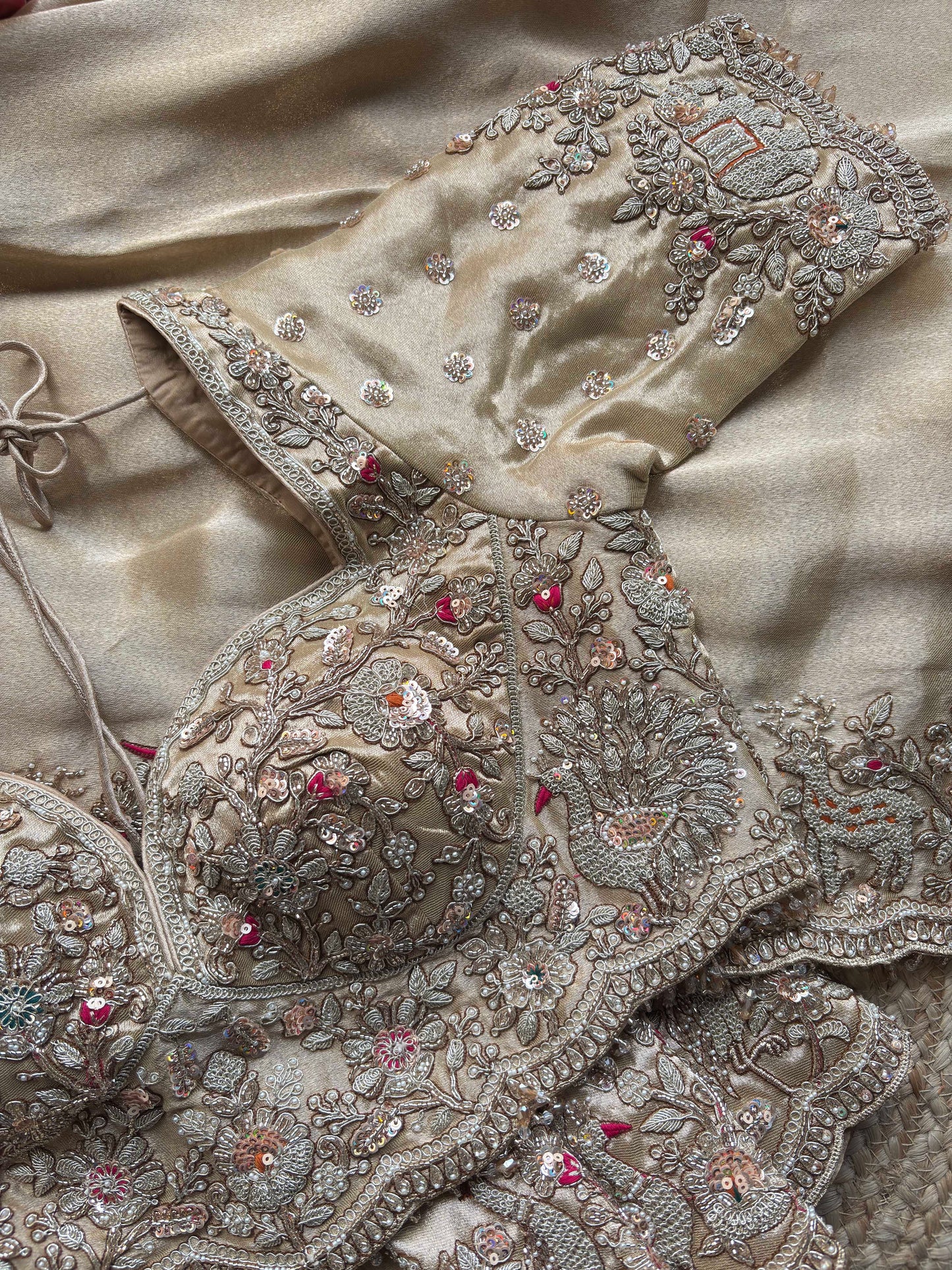 Champagne Gold Designer Embroidered Blouse Royal Bridal & Wedding Wear