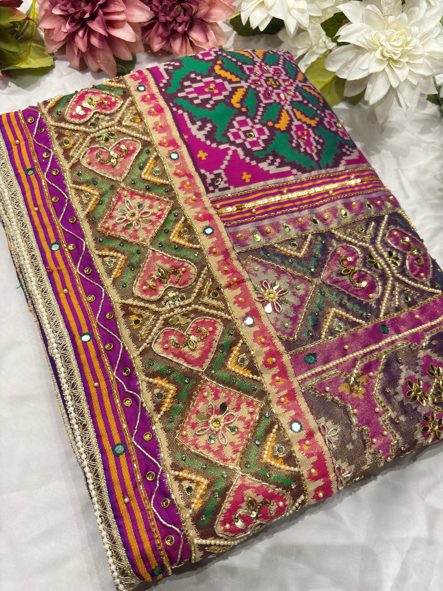 Traditional Multicolor Patola Silk Saree with Heavy Embroidered Border