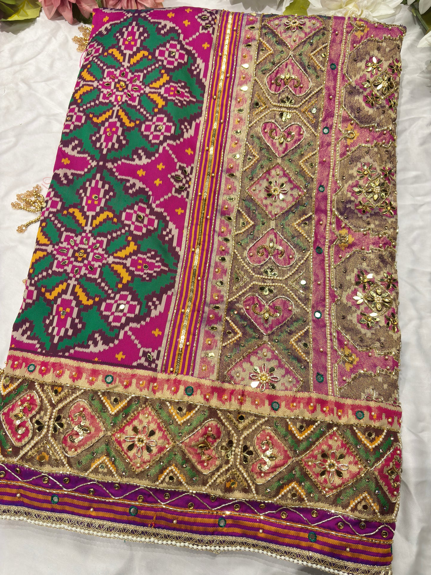 Traditional Multicolor Patola Silk Saree with Heavy Embroidered Border