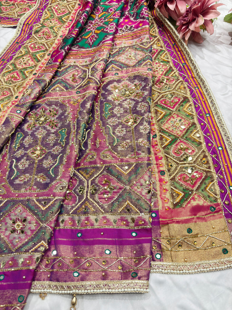 Traditional Multicolor Patola Silk Saree with Heavy Embroidered Border