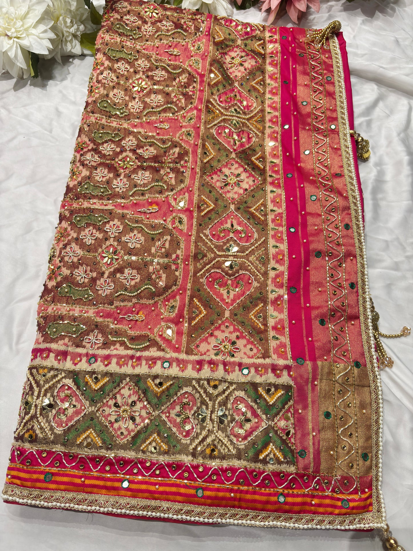 Designer Patola Silk Saree with Heavy Embroidered Border