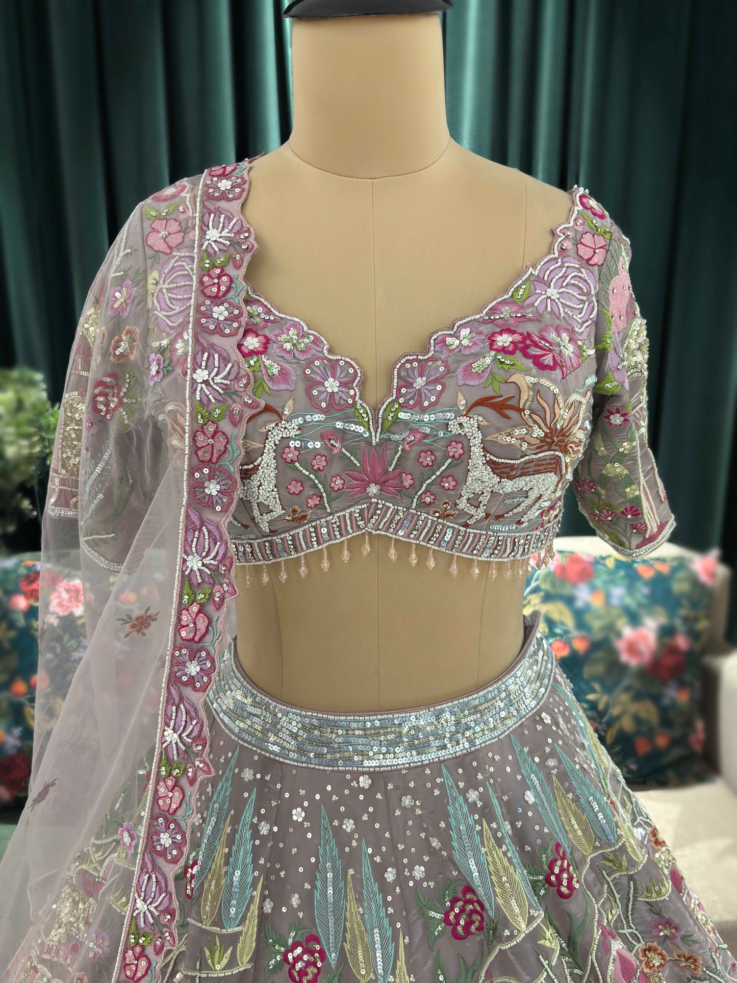 Grand Intricately Embroidered Lehenga with Elegant Craftsmanship