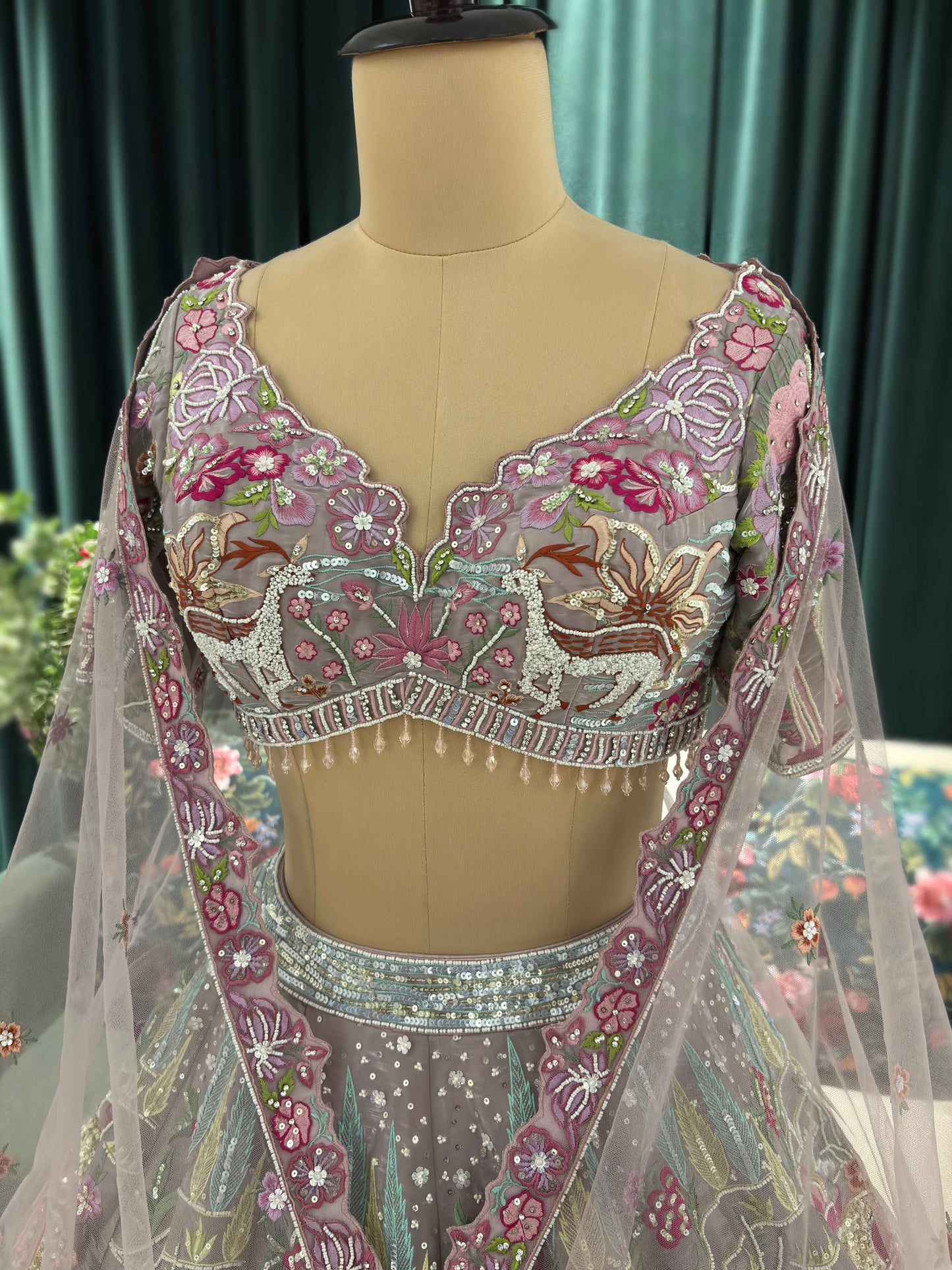 Grand Intricately Embroidered Lehenga with Elegant Craftsmanship