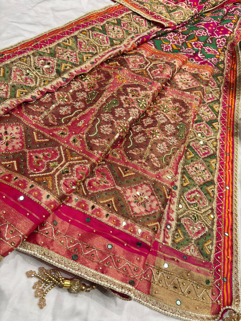 Designer Patola Silk Saree with Heavy Embroidered Border