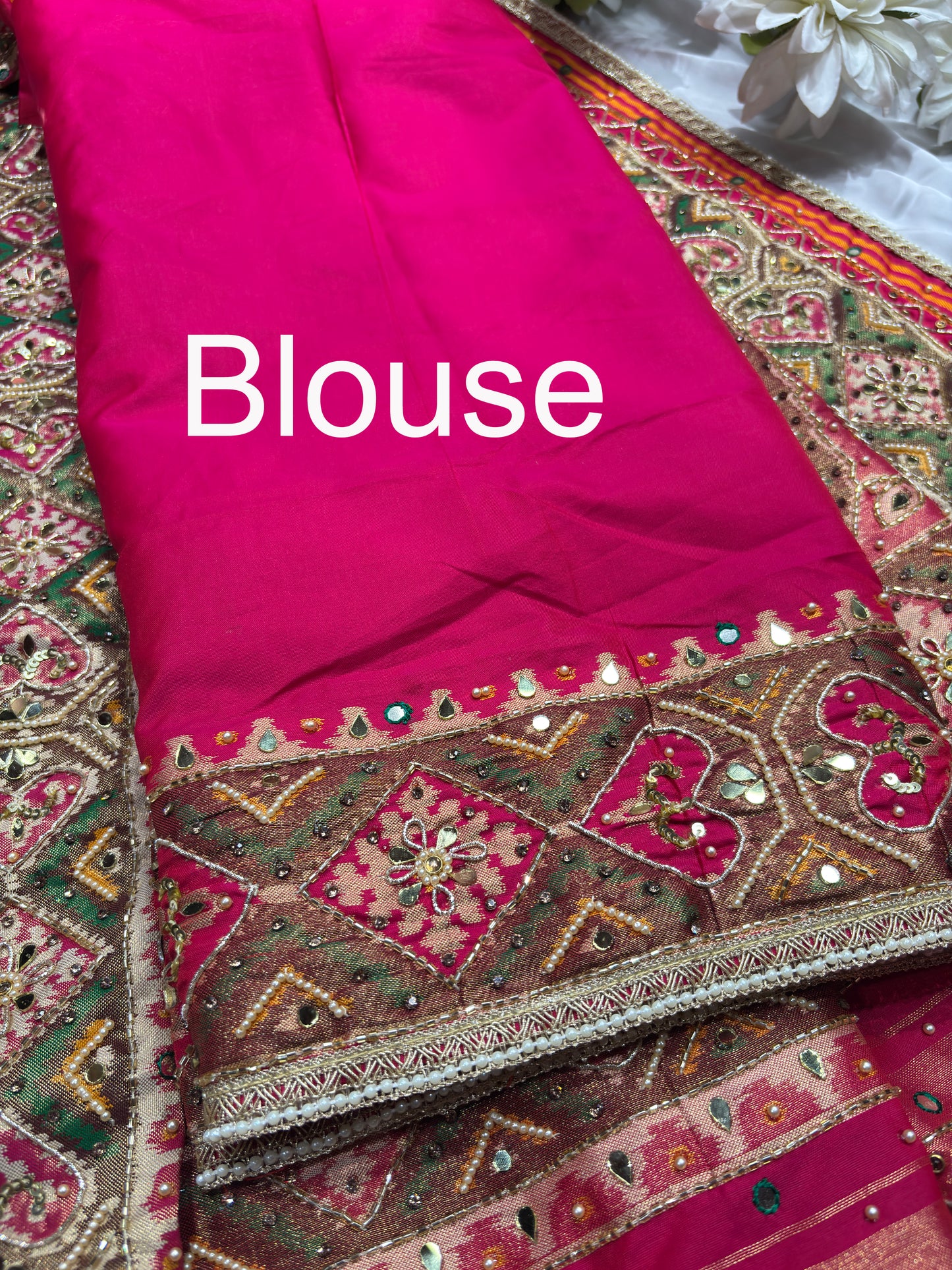 Designer Patola Silk Saree with Heavy Embroidered Border