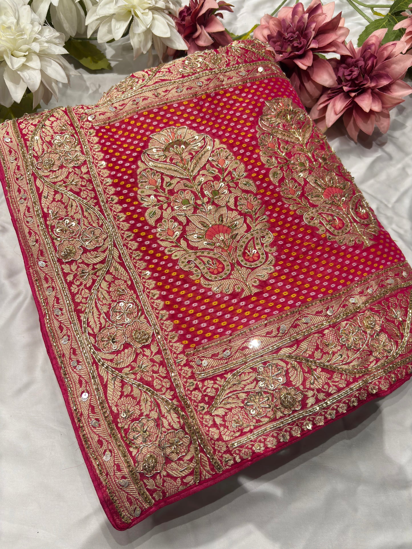 Designer Khaddi Georgette Sarees With Heavy Embroidered Border