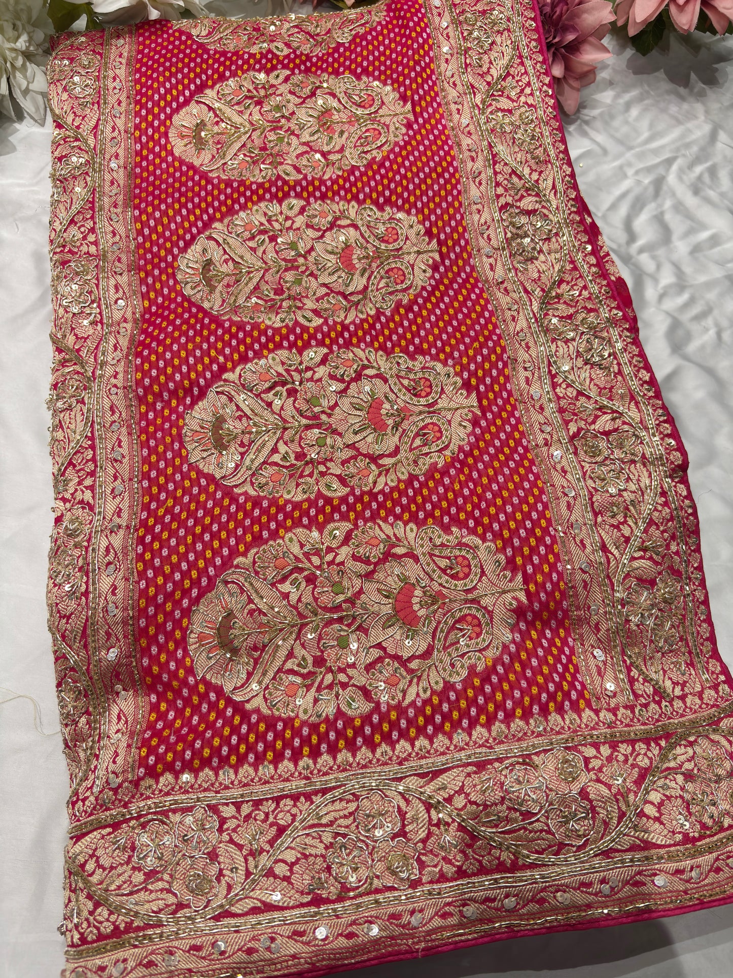 Designer Khaddi Georgette Sarees With Heavy Embroidered Border