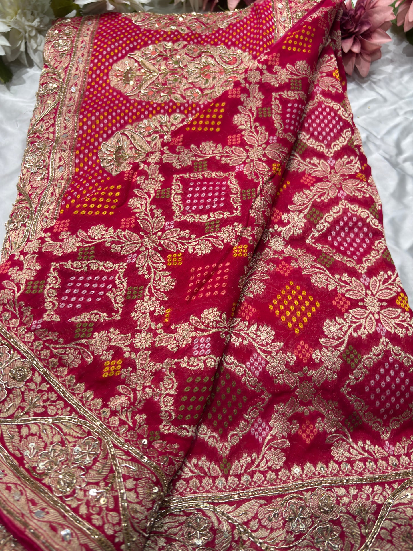 Designer Khaddi Georgette Sarees With Heavy Embroidered Border