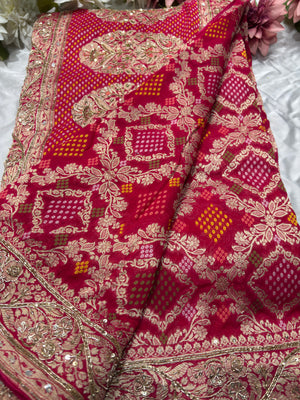 Designer Khaddi Georgette Sarees With Heavy Embroidered Border