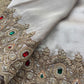 Ivory Gold Embroidered Saree with Jewel Embellished Designer Blouse