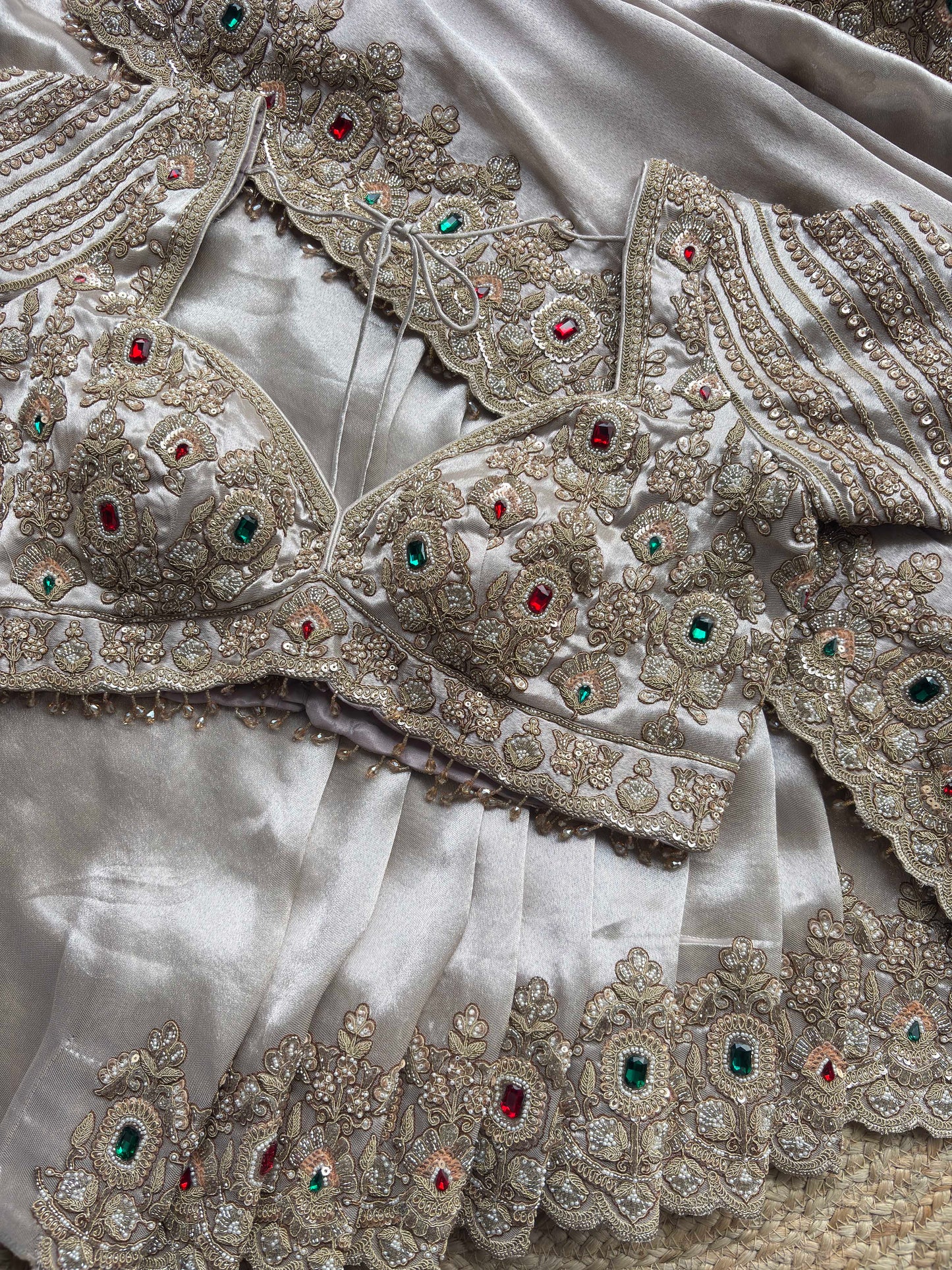 Ivory Gold Embroidered Saree with Jewel Embellished Designer Blouse