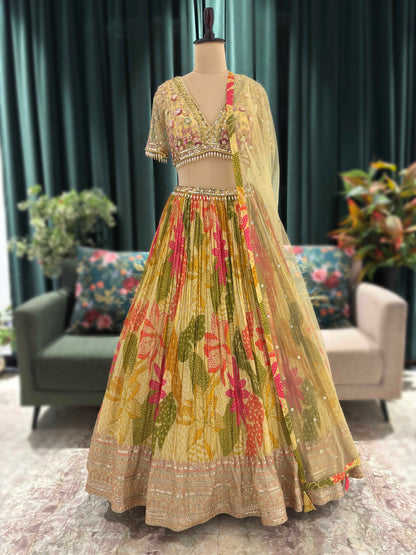 Perfect Floral Print Lehenga with Designer Blouse
