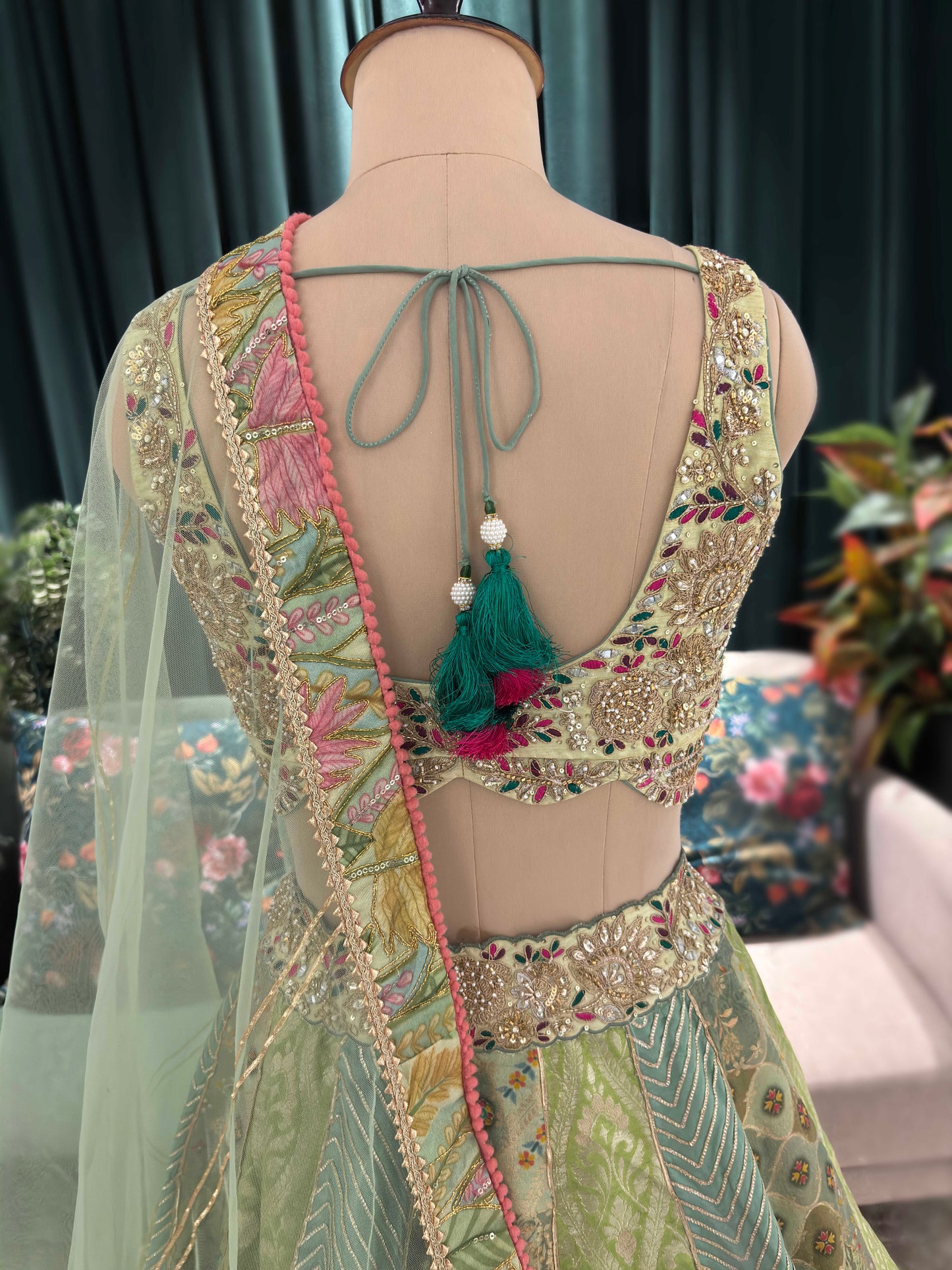 Embroidered Lehenga with Sheer Dupatta Traditional Craftsmanship