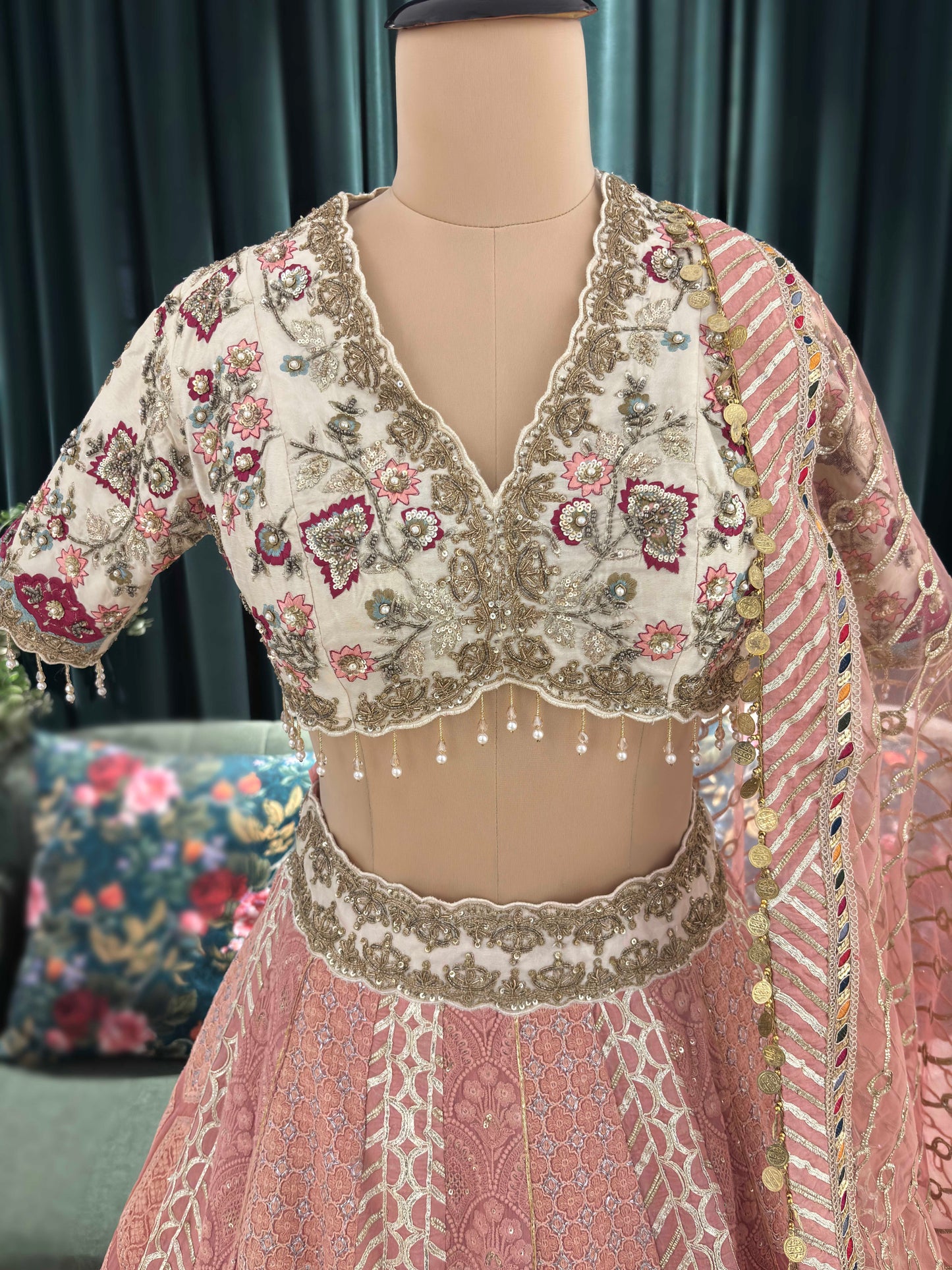 Designer Elegant Embroidered Lehenga with Floral Details