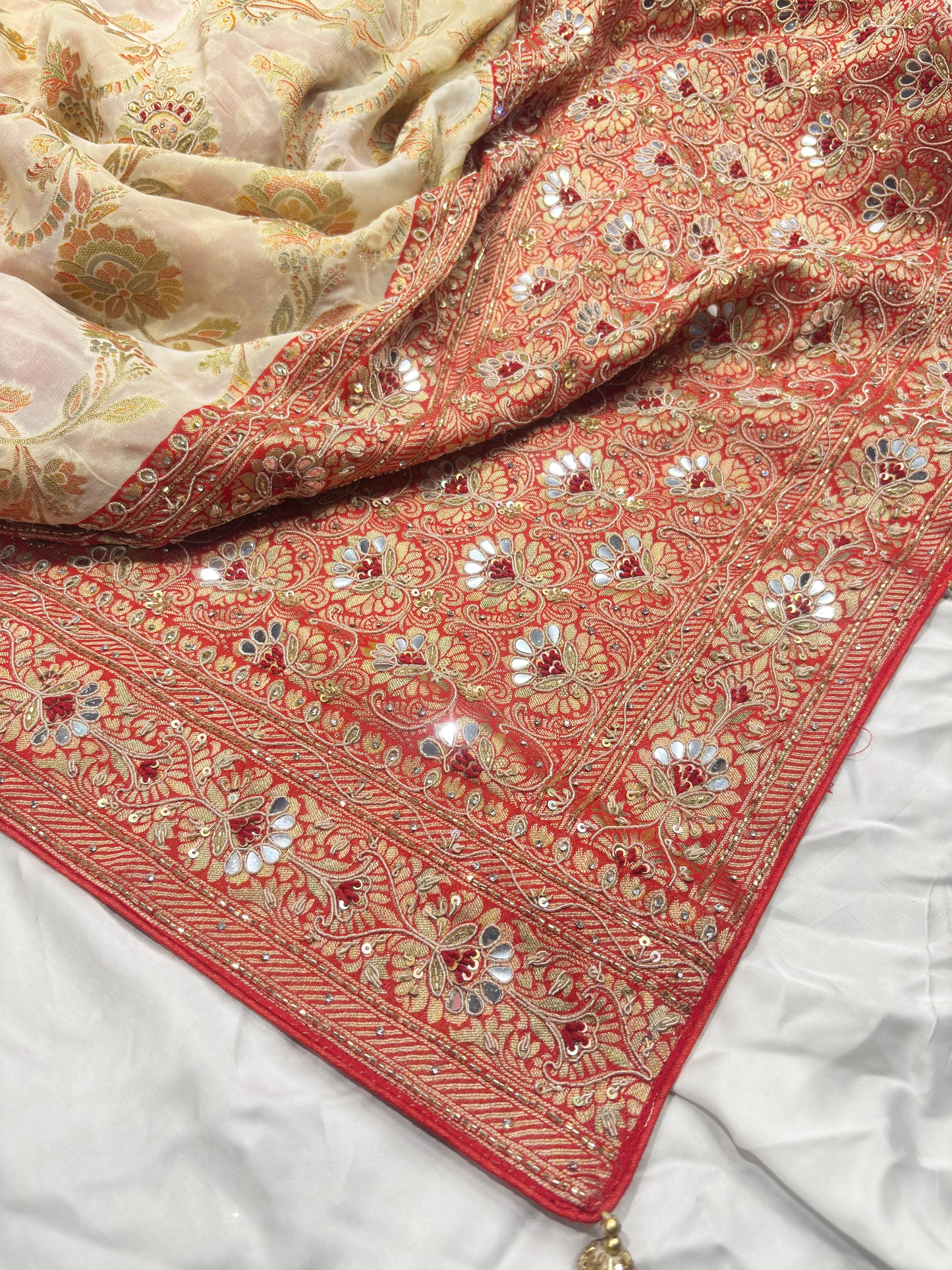 Royal Designer Khaddi Georgette Saree with Heavy Zari & Mirror Embroidery