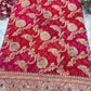 Red Rani Khaddi Georgette Saree with Heavy Zari & Mirror Embroidery