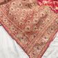 Red Rani Khaddi Georgette Saree with Heavy Zari & Mirror Embroidery
