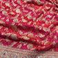 Red Rani Khaddi Georgette Saree with Heavy Zari & Mirror Embroidery