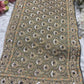 Black Designer Khaddi Georgette Saree with Gold Floral Weaving & Embroidered Border