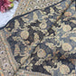 Black Designer Khaddi Georgette Saree with Gold Floral Weaving & Embroidered Border