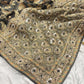 Black Designer Khaddi Georgette Saree with Gold Floral Weaving & Embroidered Border