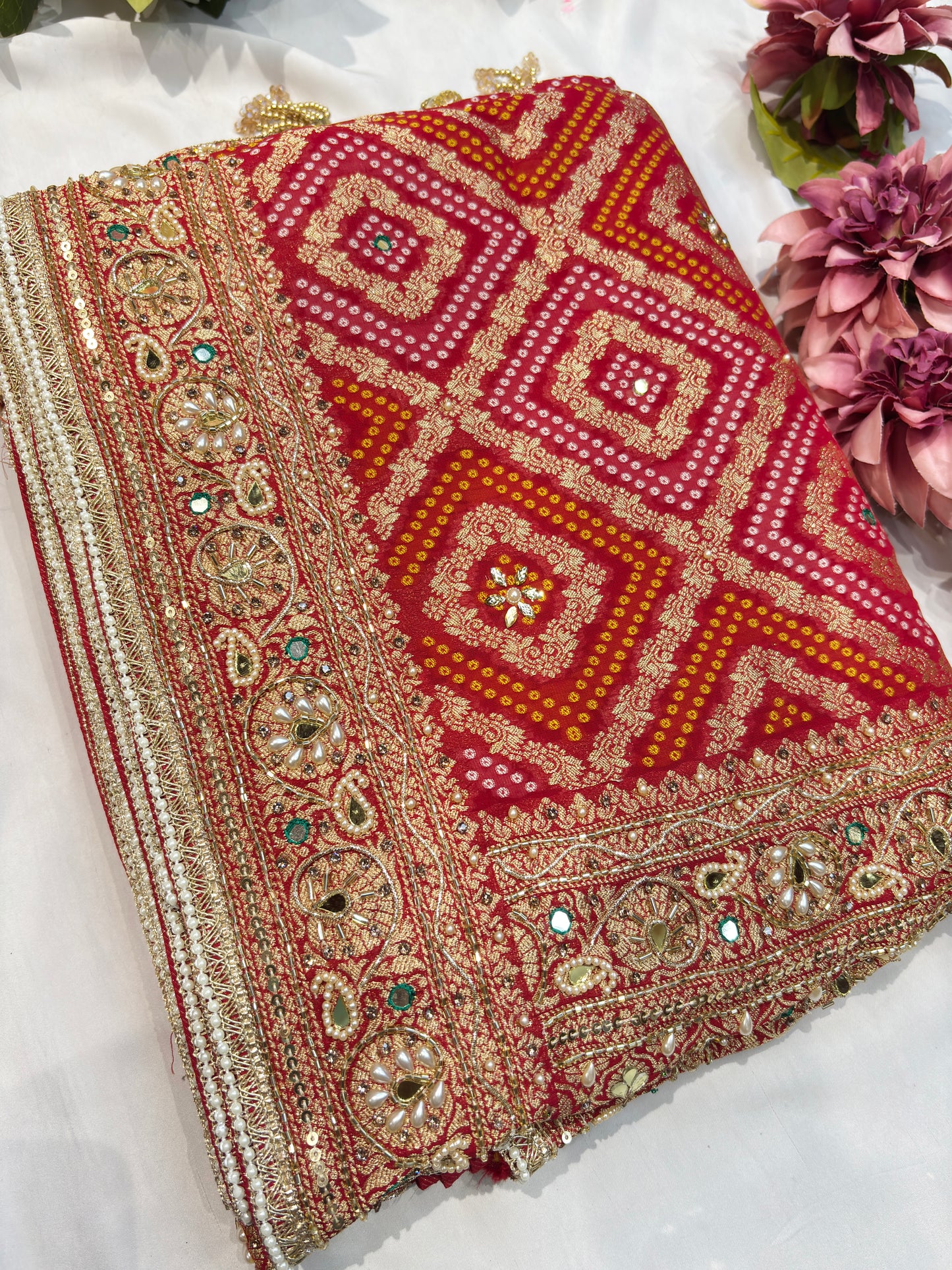 Designer Embroidered Saree with Ornate Gold Detailing