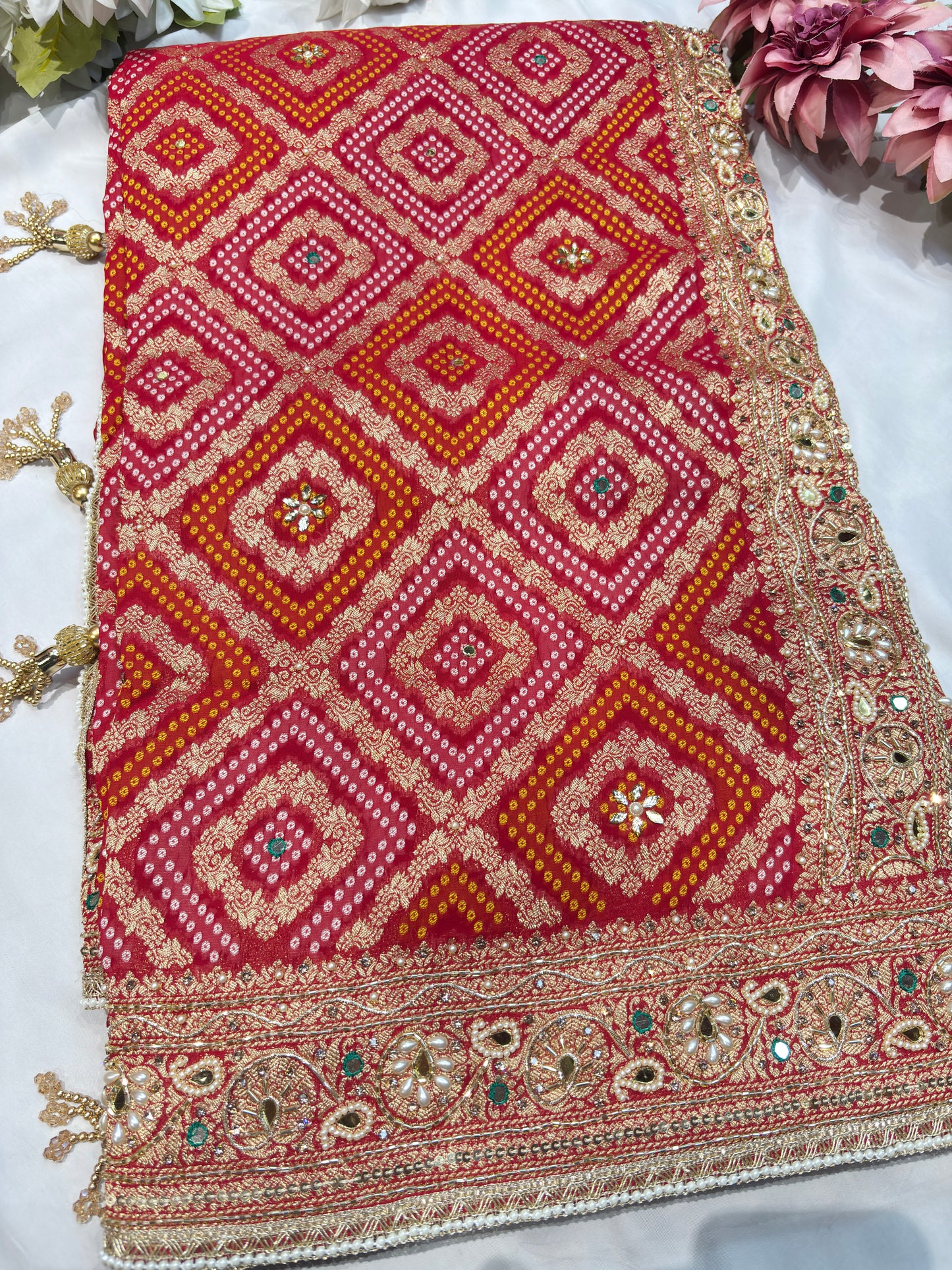 Designer Embroidered Saree with Ornate Gold Detailing