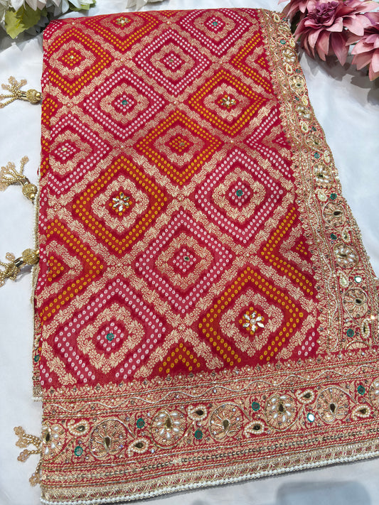 Designer Embroidered Saree with Ornate Gold Detailing